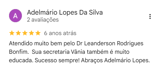 Depoimento Google Dr. Leanderson Rodrigues Bonfim